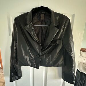 cropped leather coat